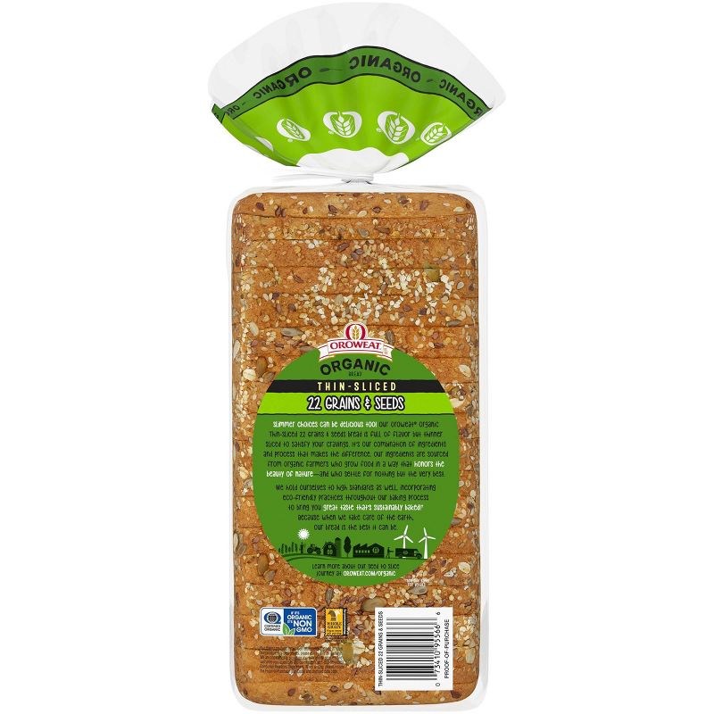 Oroweat Organic Thin Sliced 22 Grains &#38; Seeds - 20oz, 5 of 13