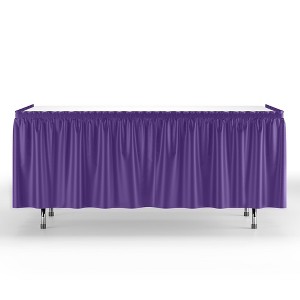 Crown Display 6 pack Disposable Plastic Tableskirts - 29" x 14 Ft ruffled Table Skirt with Adhesive Strip - 6 Count - 1 of 4