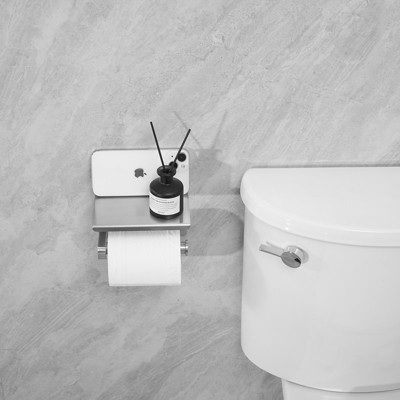 Brushed Nickel Stainless Steel Wall Mounted Toilet Paper Holder with Shelf