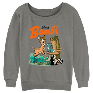 Juniors Womens Bambi Retro Poster Sweatshirt - 1 of 4