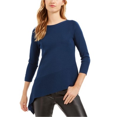 Anne Klein Womens Asymmetrical Hem Pullover Sweater