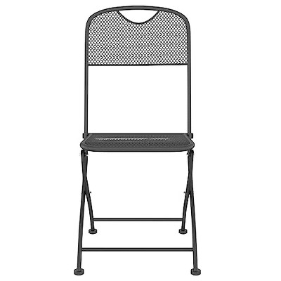 Set of 4 Black Iron Foldable Armless Patio Chairs