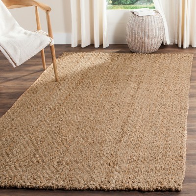 Hand-Knotted Beige Natural Fiber 9' x 12' Rectangular Area Rug