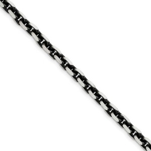 Black Bow Jewelry Men's 7mm, Sterling Silver Antiqued Beveled Cable Chain Bracelet, 8.5 Inch - 1 of 3
