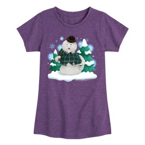 Girls' - Rudolph - Sam Winter Scene Fitted Short Sleeve Graphic T-Shirt - 1 of 4