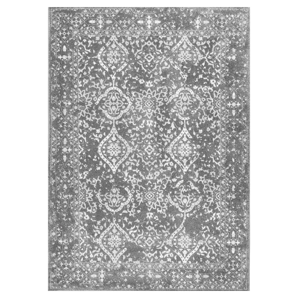 4'x6' Vintage Odell Solid Loomed Area Rug Sterling Gray - nuLOOM