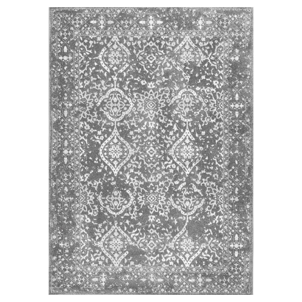 6'7inx9' Vintage Odell Solid Loomed Area Rug Sterling Gray - nuLOOM