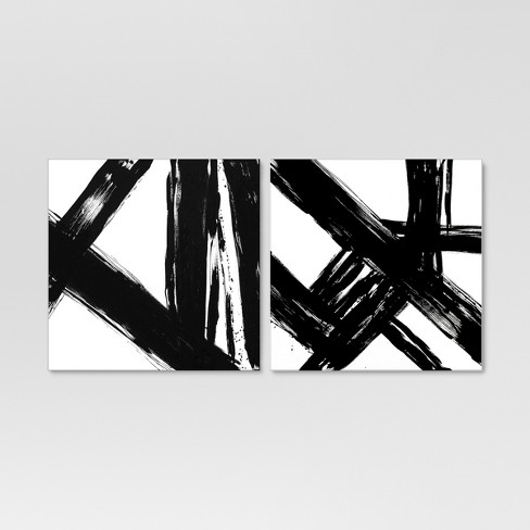 Set Of 2 22 X 22 Abstract Black And White Embellished Canvas Project 62 Target