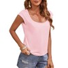 Imily Bela Womens Cap Sleeve Scoop Neck Casual Solid Color Basic T Shirt Blouses Tank Tops - 2 of 4