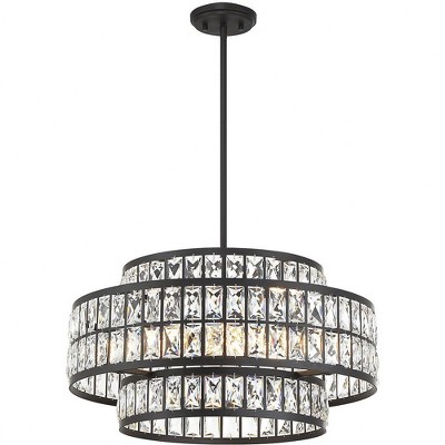 Renzo Matte Black Crystal Drum 4-Light Pendant