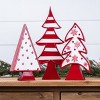 Christmas Tabletop Trees Set of 3 – Red and White Resin Holiday Decor 12.25" Tall by Melrose - 2 of 4