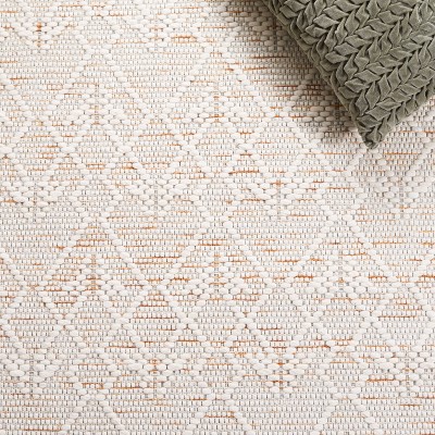 Ivory and Brown 6' x 9' Flat Woven Wool Area Rug