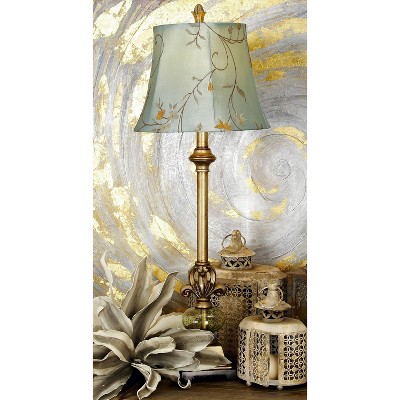 Polystone Buffet Lamp with Tapered Shade Gold - Olivia & May: No Assembly, Indoor Use, Linen Shade, Metal Body, 60" Cord