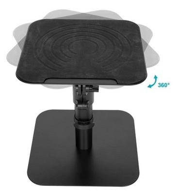 Adjustable Black Metal Desktop Speaker Stands with Cable Management