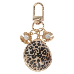 Unique Bargains Pearl Leopard Print Shell Handbag Charm 1 Pc - 1 of 4