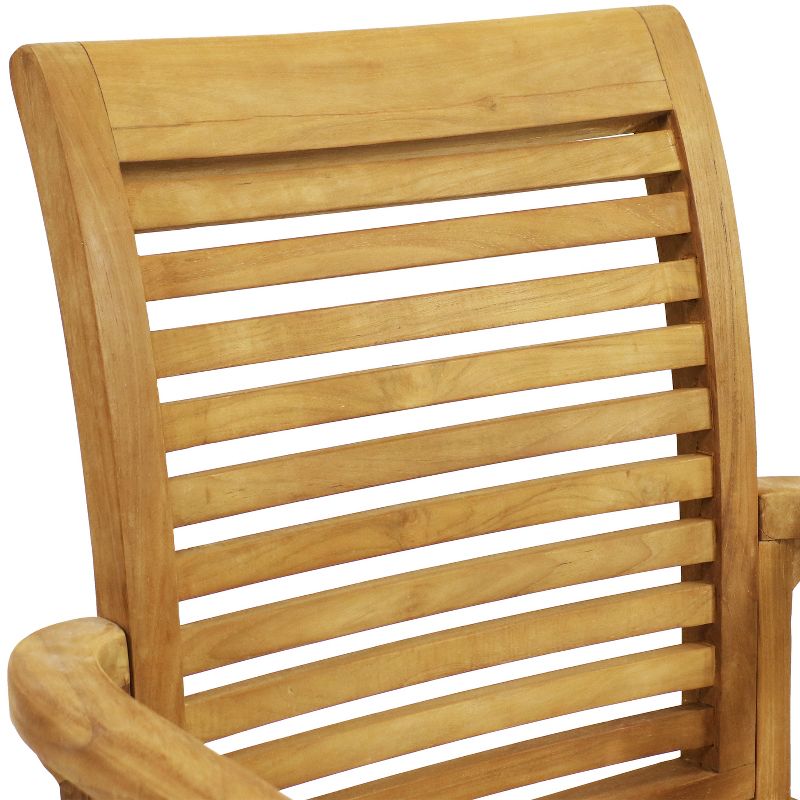 Sunnydaze Outdoor Solid Teak Wood with Light Stained Finish Slatted Patio Lawn Arm Chair - Light Brown, 5 of 14