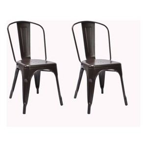 Carlisle High Back Metal Dining Chair Set of 2 - Antique Brown - Ace Bayou, Size: 2 Pack - Ships Flat
