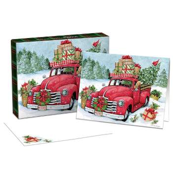 LANG 18ct Christmas Truck Boxed Holiday Greeting Card Pack