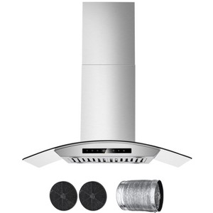 VEVOR Wall Mount Range Hood, 36 inch Chimney-Style Ceiling Mount Vent,800 CFM Stainless Steel Kitchen Stove Hood with Gesture & Touch Control,Silver - 1 of 4