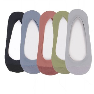 Anna-Kaci 5 Pairs Women Low Cut Invisible Liner Socks Soft Stretch Mesh Top with Reinforced Toe and Moisture-Wicking Terry Cotton Sole - 1 of 4