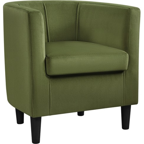 Yaheetech Upholstered Barrel Chair Accent Arm Chair Olive Green