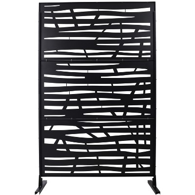 Grungis Matrix Metal Decorative Patio Screens,Freestanding Privacy Fence Panels in Jungle Pattern for Deck Balcony Patio,76" H×48" W