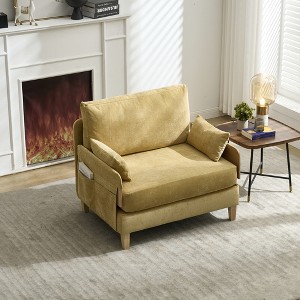 37'' Foldable 3-in-1 Convertible Recliner Sofa Bed with 3 Pillows, Removable Side Pockets and Compact Design for Small Spaces - 1 of 4