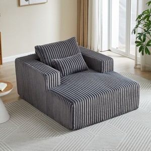Grungis Modern Corduroy Sponge Single Sofa with Back Cushion & Pillow,Fluffy Sleeper Chair for Living Room & Bedroom - 1 of 4