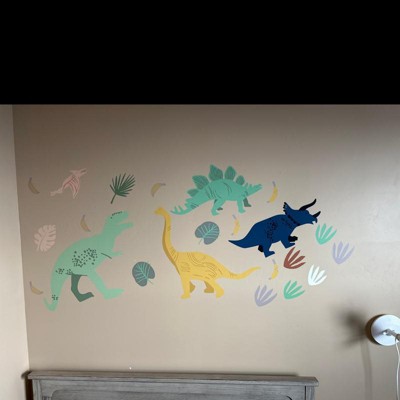 Runtoo Large Dinosaur Wall Decals for Boys Tropical Dino Stickers Kids