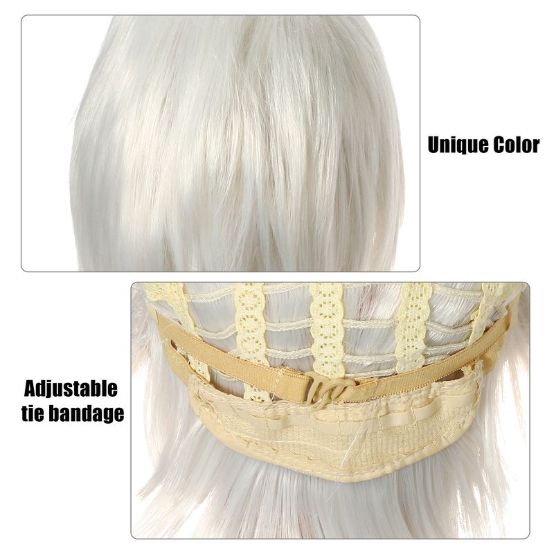Unique Bargains Women's Wigs 12" White with Wig Cap Synthetic Fibre, 5 of 7