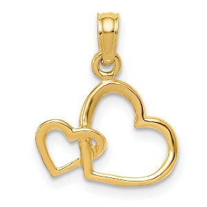 Black Bow Jewelry 14k Yellow Gold Double Hooked Open Heart Charm - 1 of 4