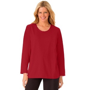 Dreams & Co. Plus Size Satin Trim Sleep Tee - 1 of 4
