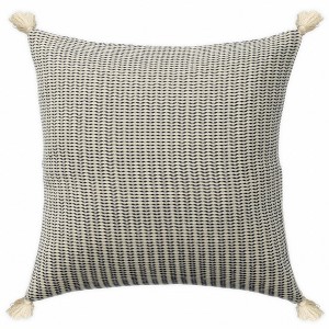 18" X 18"  And Ivory 100% Cotton Striped Zippered Pillow - 1 of 4