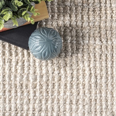Kiwa Handwoven Off-White Jute 5' x 8' Area Rug