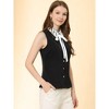 INSPIRE CHIC Women's Bow Tie Sleeveless Lace Collar Chiffon Blouse - 3 of 4