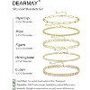 Gold Bracelets - Real 14K Women's Cute Tennis Cubic Beaded Link Paperclip Dainty Bracelet Pack - 4 of 4