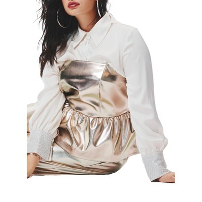 ELOQUII Strapless Faux Leather Peplum Top