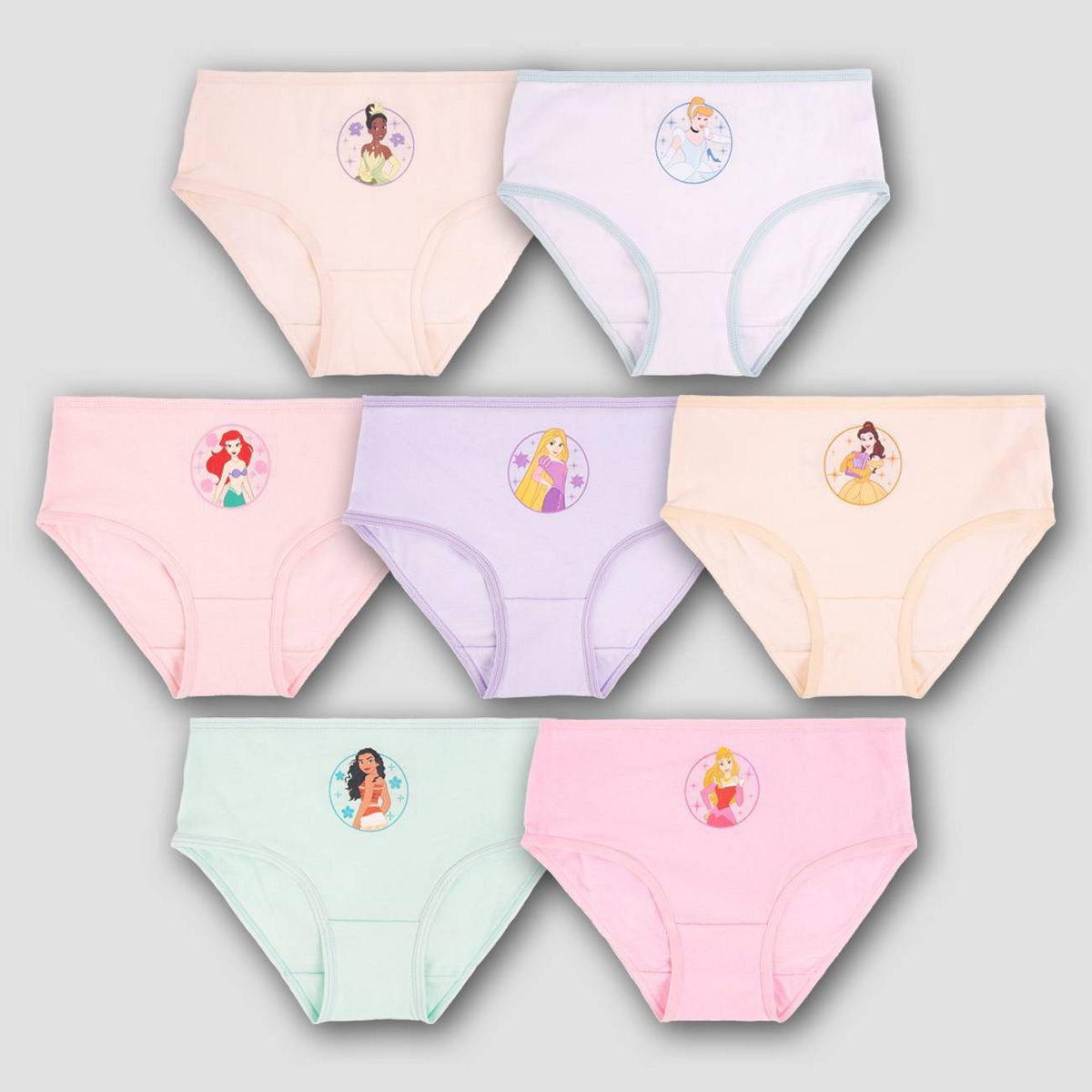 Girls' Disney Princesses 7pk 100% Cotton Briefs