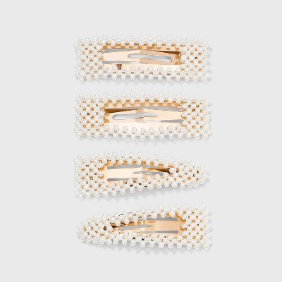 Pearl White Gold Snap Hair Clip 4pc - A New Day™ Pearl