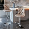 CAVINAS Set of 2 Adjustable Height Bar Stools,25-33 Inch Velvet Counter Bar Stools with Tufted Back for Dining Rooms,Kitchens Islands - 2 of 4