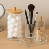 Nonslip Cotton Ball Holder with Bamboo Lid, Clear Eco-Friendly Makeup & Cotton Storage Organizer for Vanity & Bathroom Countertop - 2 of 3