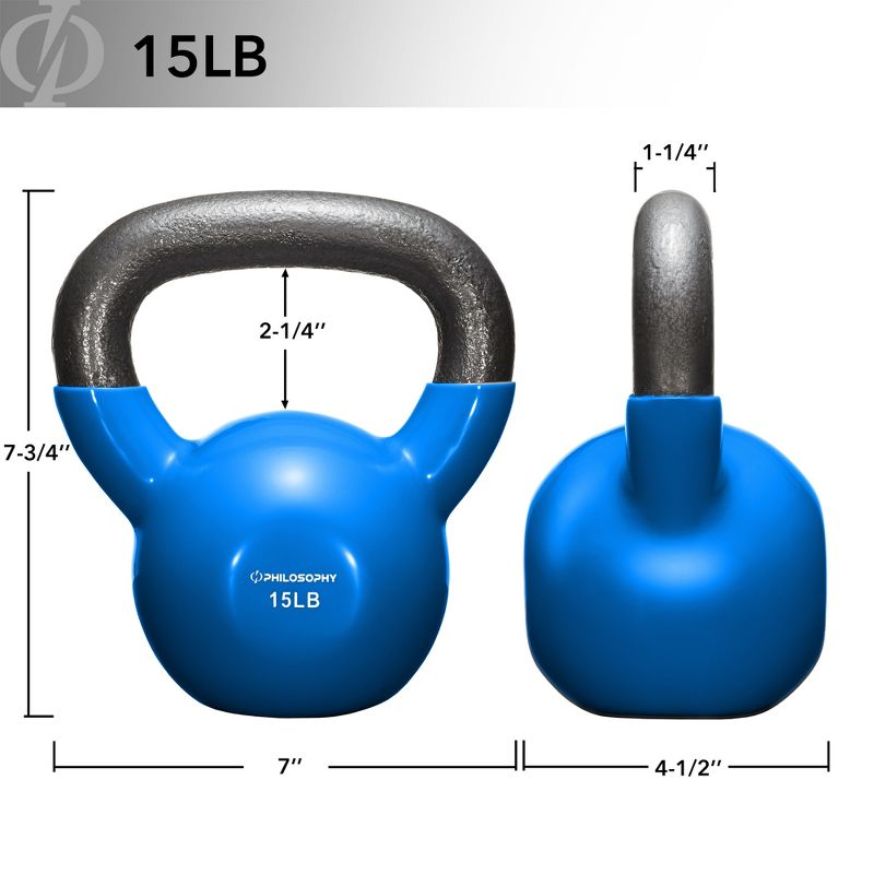 Philosophy Gym Vinyl Coated Cast Iron Kettlebell Weights  - Blue, 4 of 7