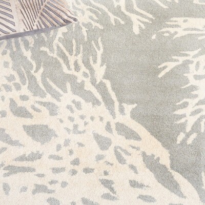 Bella 7' Square Gray and Ivory Hand-Tufted Wool Rug
