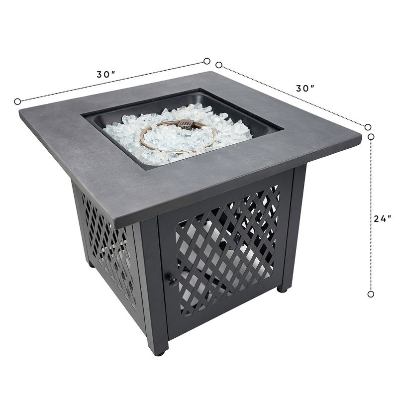 Endless Summer 30 Inch Square Outdoor UV Printed 50,000 BTU LP Gas Fire Pit​ Table with Faux Mantel and Stamped Steel Base, 5 of 9