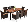 Costway 9PCS Patio Rattan Dining Set  8 Chairs Cushioned Acacia Table Top - image 2 of 4