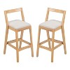 Okak Set of 2 Rubberwood Counter Height Bar Stools for Dining Rooms,Armless Chairs Kitchen Island Bar Stools with Wooden Back - 2 of 4