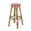 Outdoor PE Ratten and Aluminum 29.5" French Backless Barstools, Set of 2, Red, Bamboo Print Finish - 4 of 4
