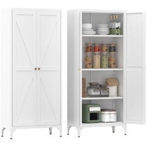 Metal 2-Door Adjustable Storage Cabinet, Kitchen Pantry Locker with Shelves for Kitchen, Living Room, Dining Room & Office - 1 of 4