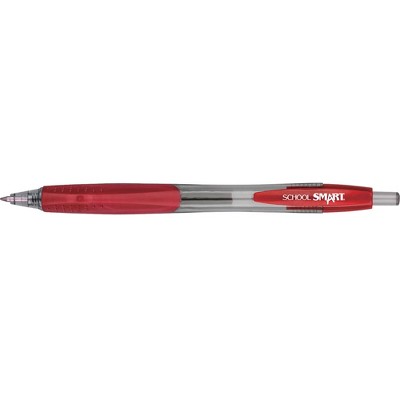 School Smart Retractable Gel Pens with Grip, Red Ink, Pack of 12
