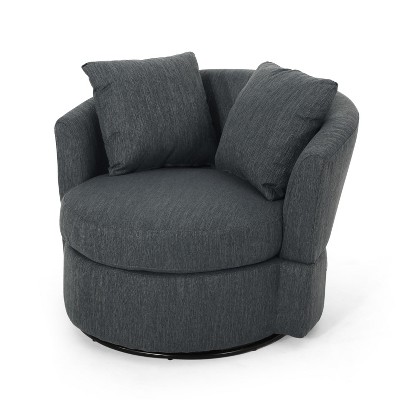 NicBex Soft Fabric Swivel Barrel Accent Chair,Upholstered Swivel Living Room Chair with Movable Pillow Backrests,Club Chairs for Living Room